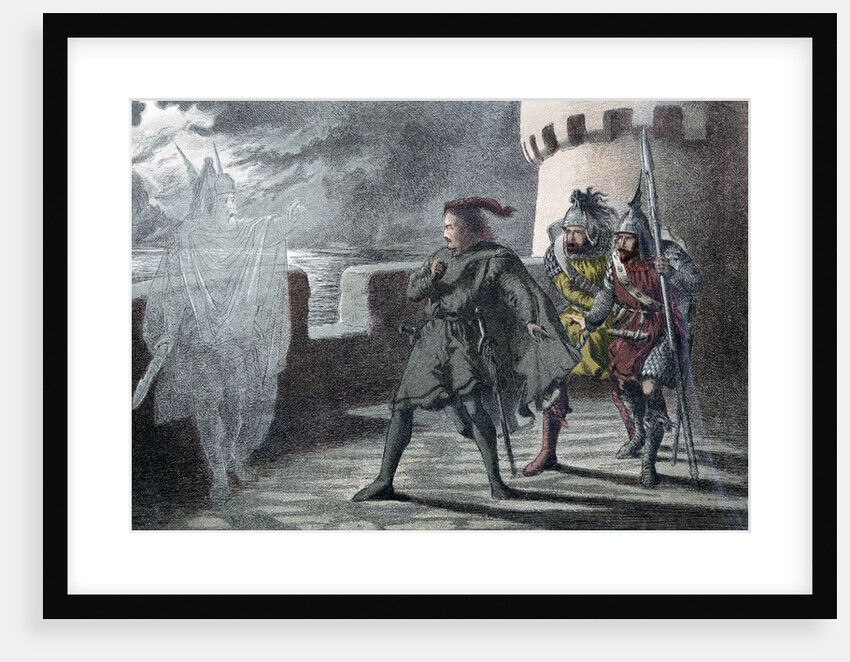 Hamlet seeing his father's ghost on the battlements of Elsinore Castle by Anonymous