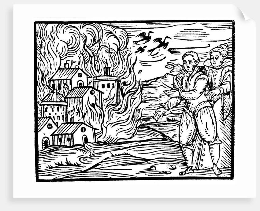 Witches destroying a house by fire by Anonymous