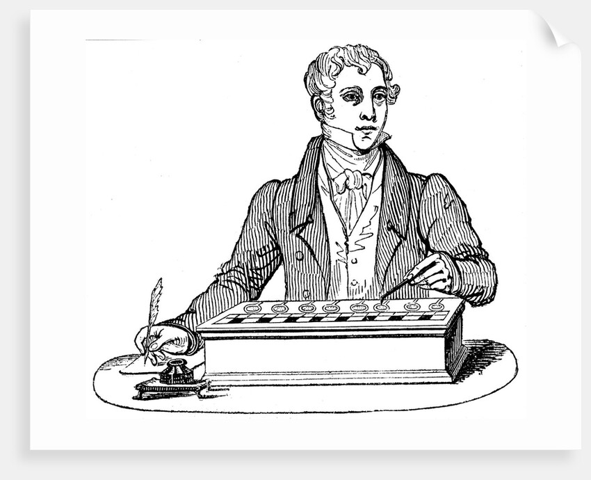 Clerk using a Pascal adding machine by Anonymous