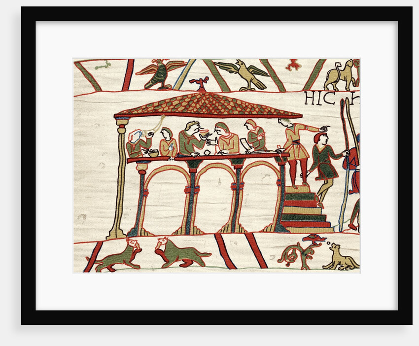 Detail of Harold II and companions feasting from The Bayeux Tapestry by Anonymous