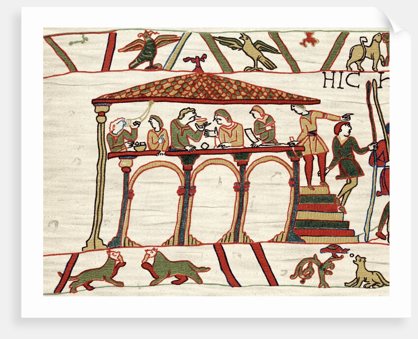 Detail of Harold II and companions feasting from The Bayeux Tapestry by Anonymous