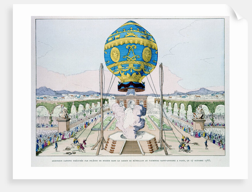 Ascent by Pilatre de Rozier in captive hot air balloon by Anonymous
