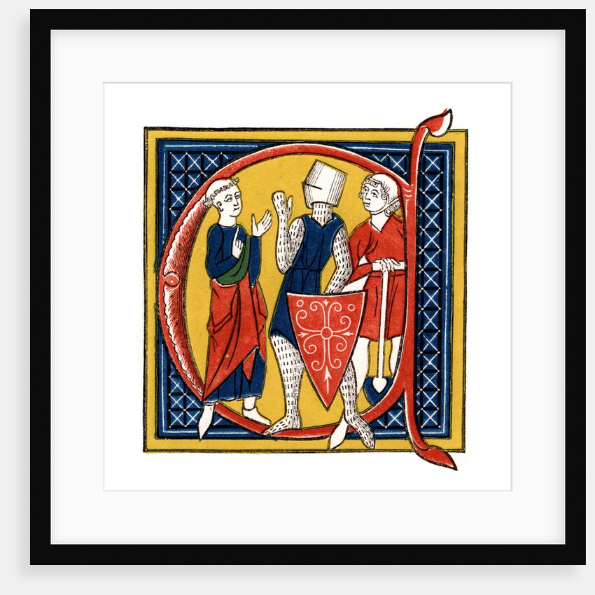 Initial letter C with three classes of Medieval men by Anonymous