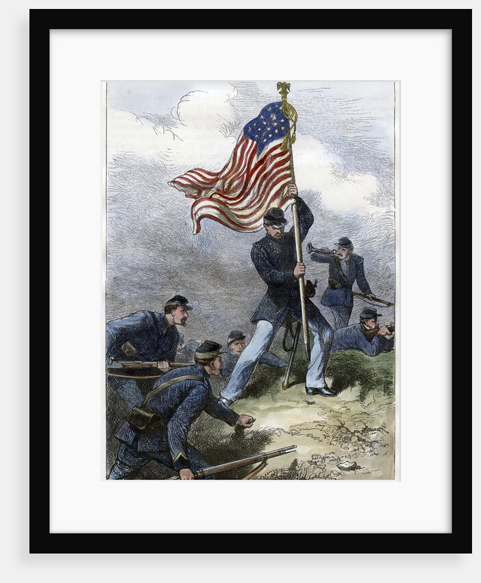 Planting the Union flag on a bastion at the Siege of Vicksburg by Anonymous