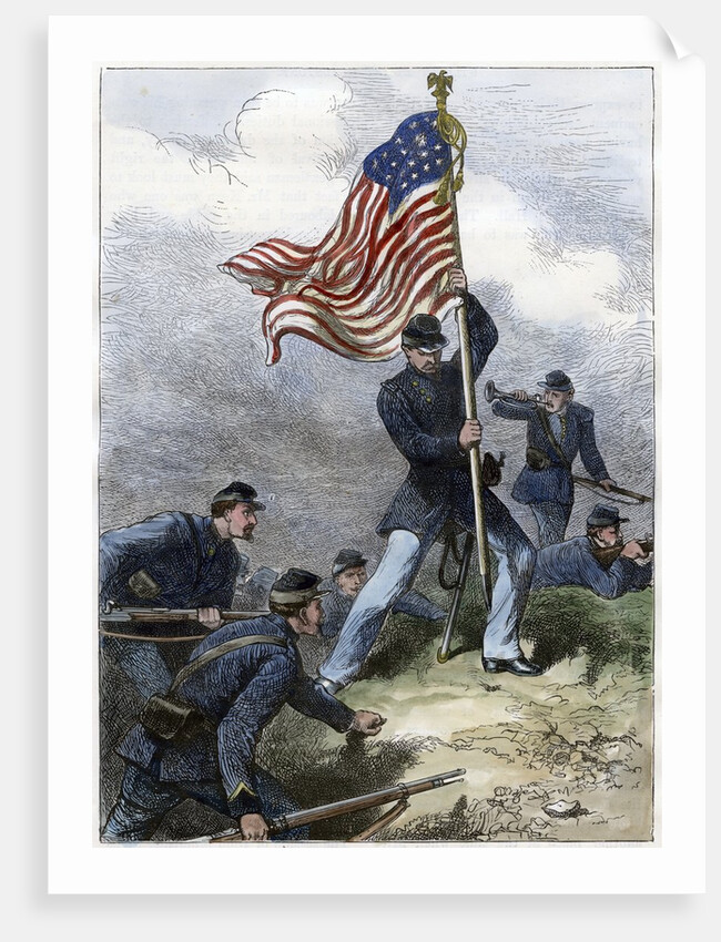Planting the Union flag on a bastion at the Siege of Vicksburg by Anonymous