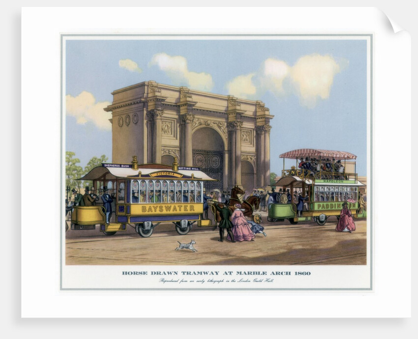 Horse Drawn Tramway at Marble Arch, 1860 by Anonymous
