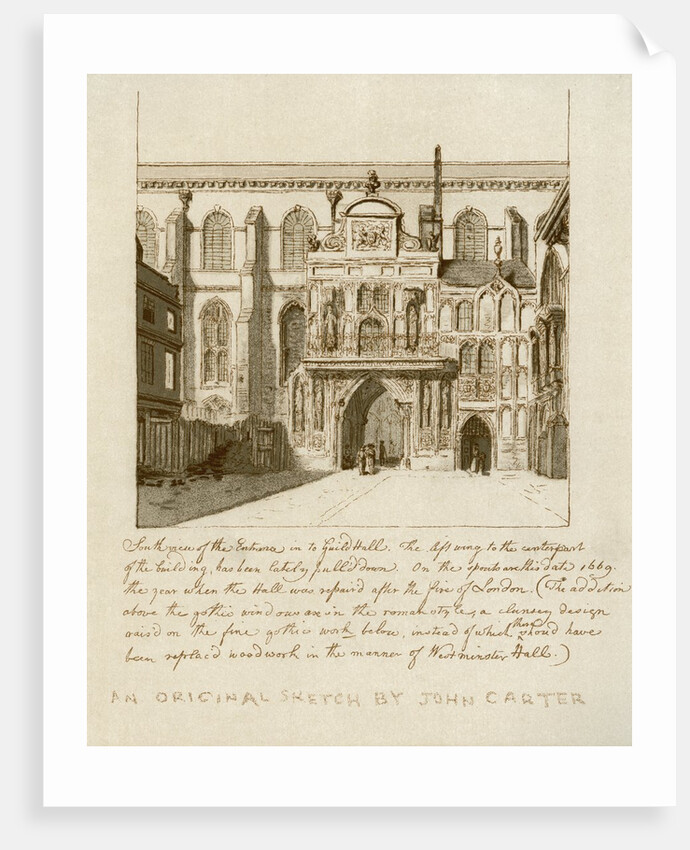 South view of the entrance to Guildhall in the City of London by Anonymous