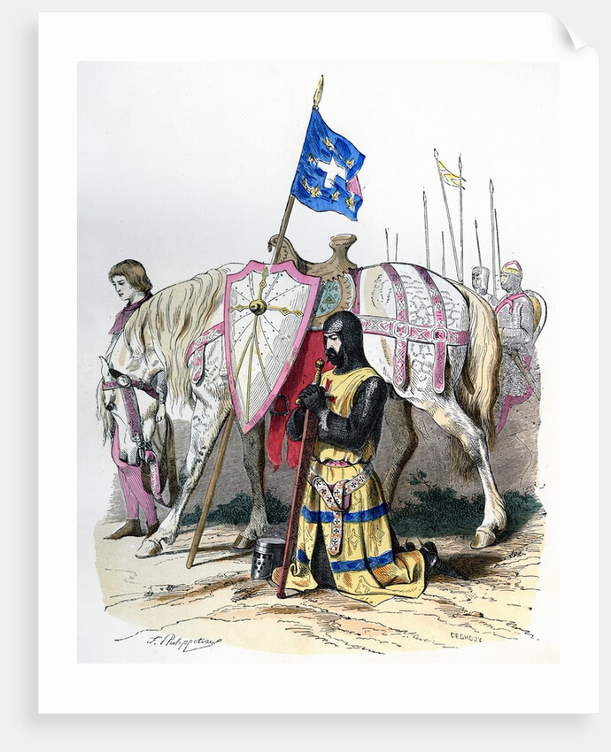Knight saying a prayer before departing for the second crusade by Anonymous