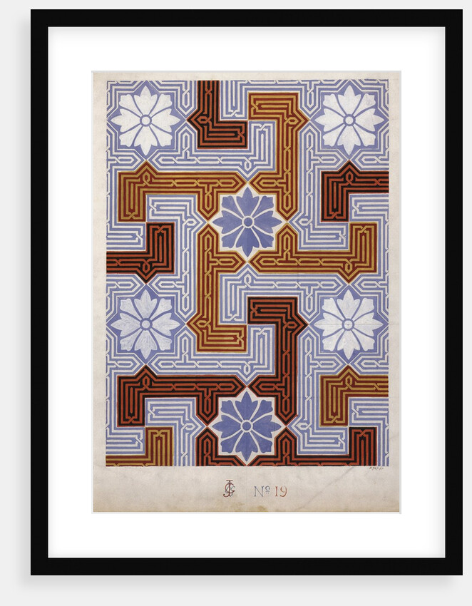 Wallpaper Design with Maze and Flowers by Anonymous