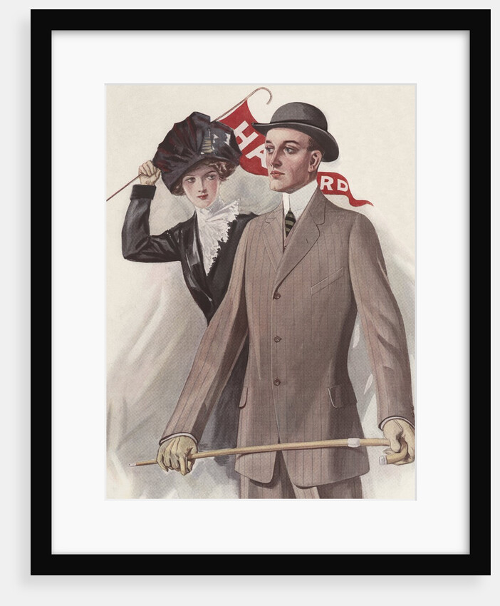 Young couple with Harvard pennant by Anonymous