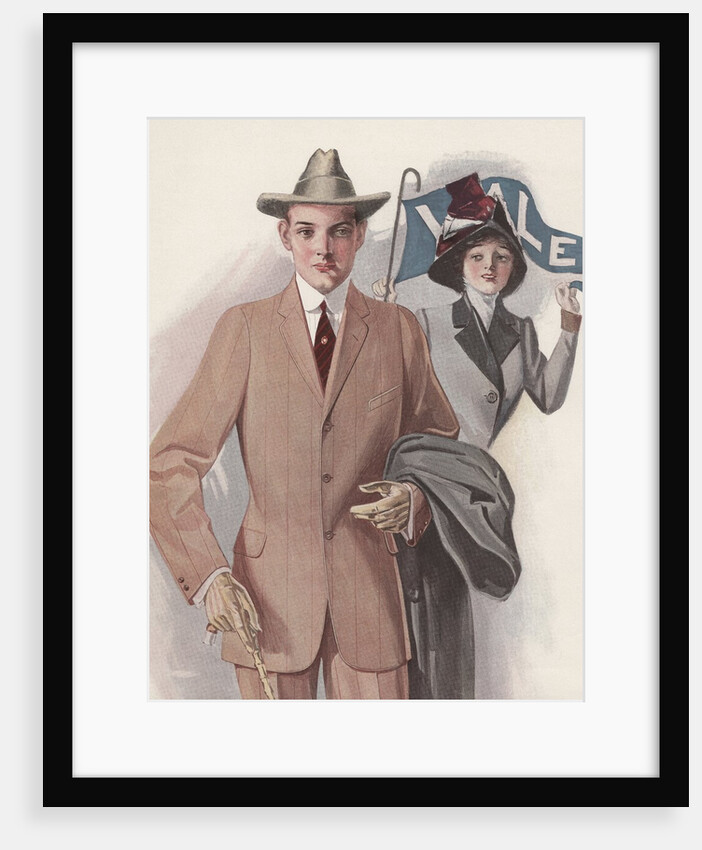 Young couple with Yale pennant by Anonymous