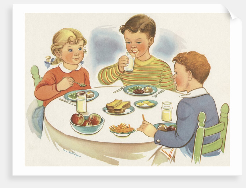 Children eating meal by Anonymous