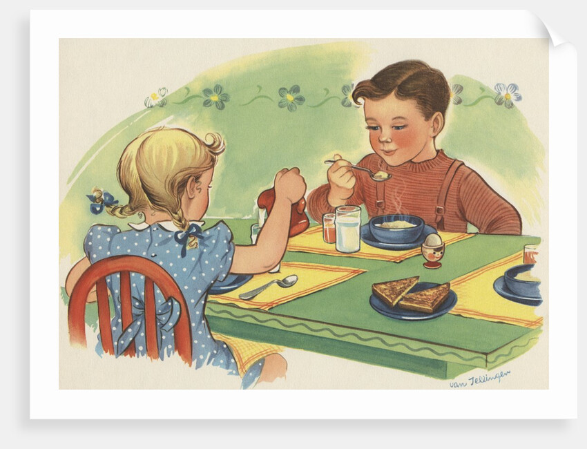 Children eating breakfast by Anonymous
