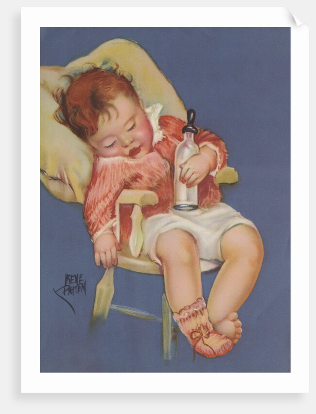 Baby sleeping in highchair by Anonymous