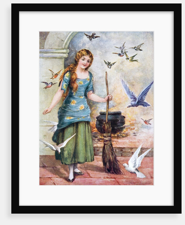 Cindarella with doves by Anonymous