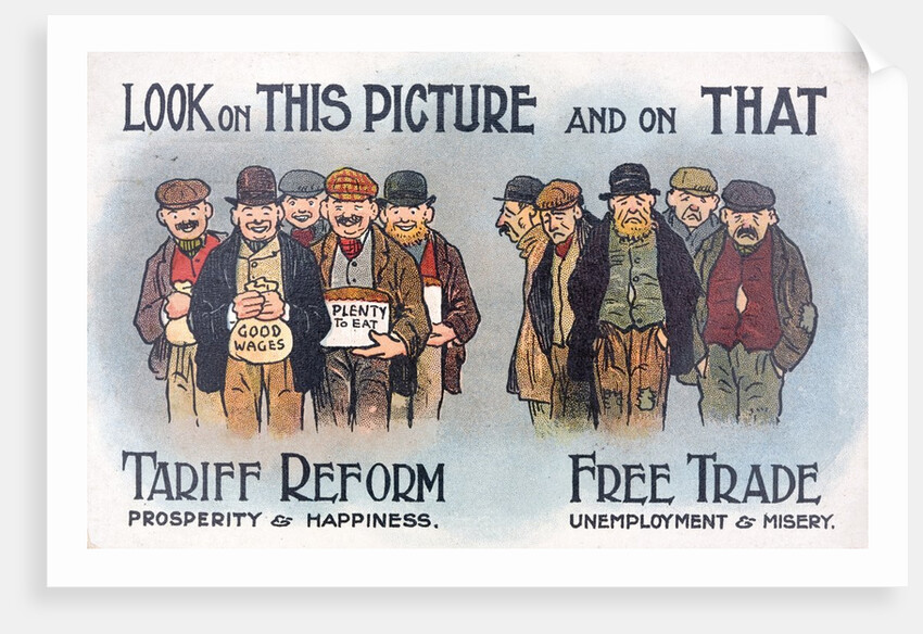 Anti free trade postcard by Anonymous