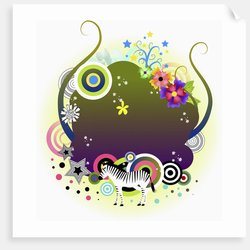 Zebra and flowers background by Anonymous