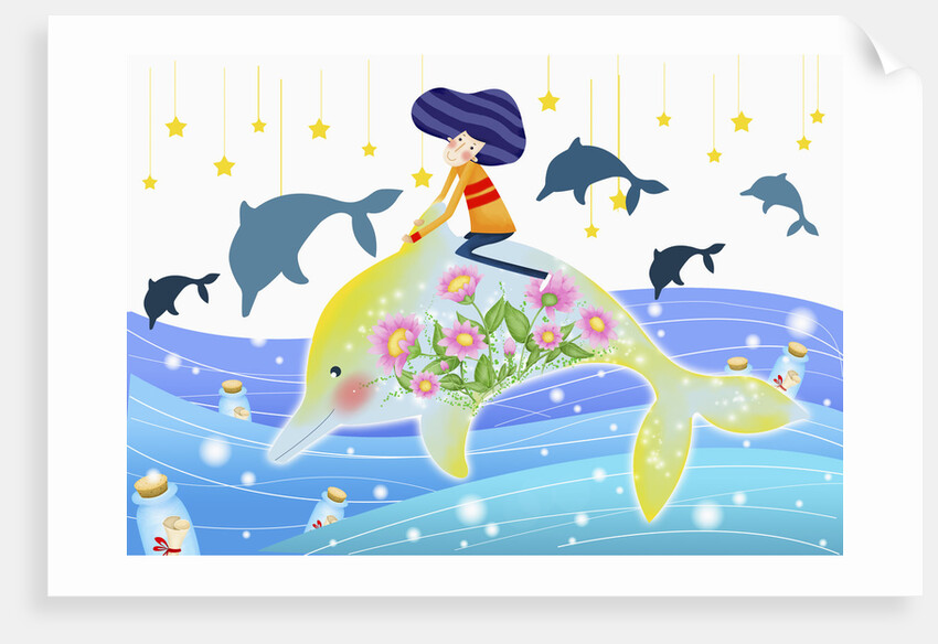 A Teenage Boy Rinding on a Dolphin by Anonymous