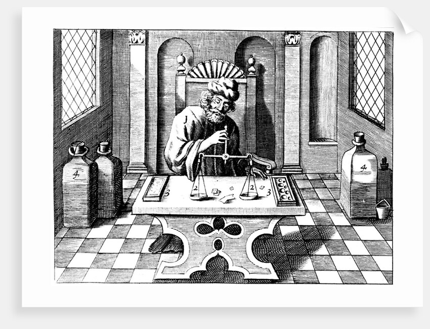 Assayer testing samples of gold or silver by Anonymous