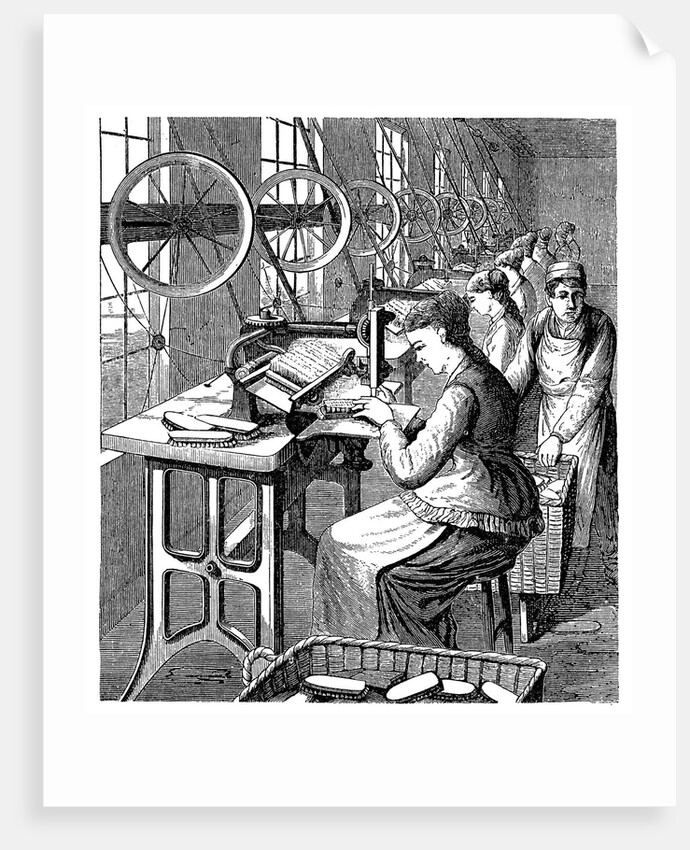 Women making brushes in factory by Anonymous
