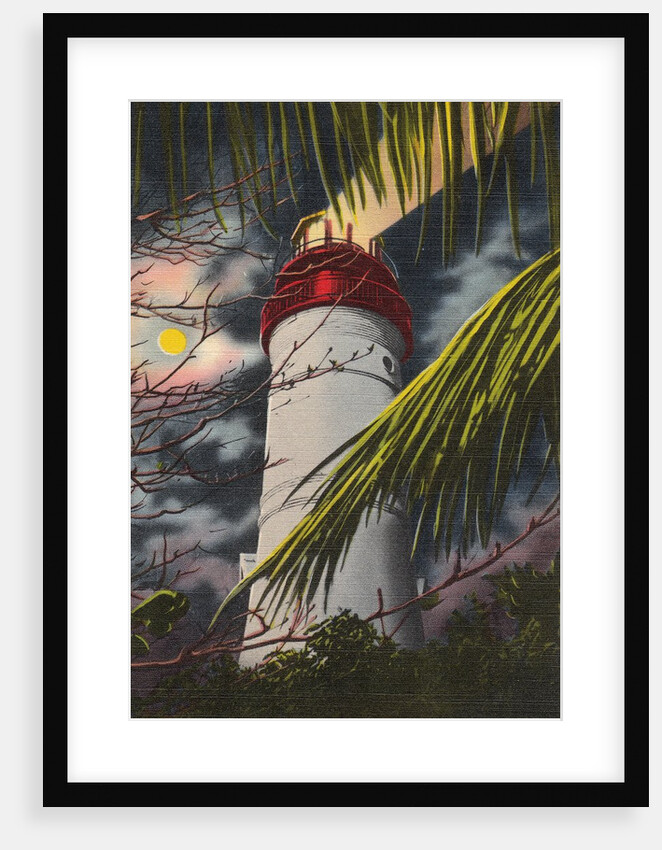 Lighthouse at night by Anonymous