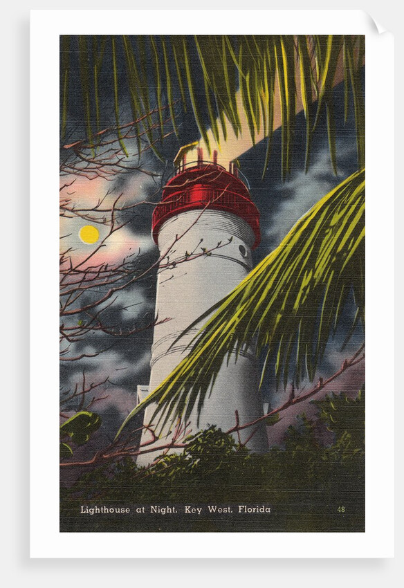 Lighthouse at night by Anonymous