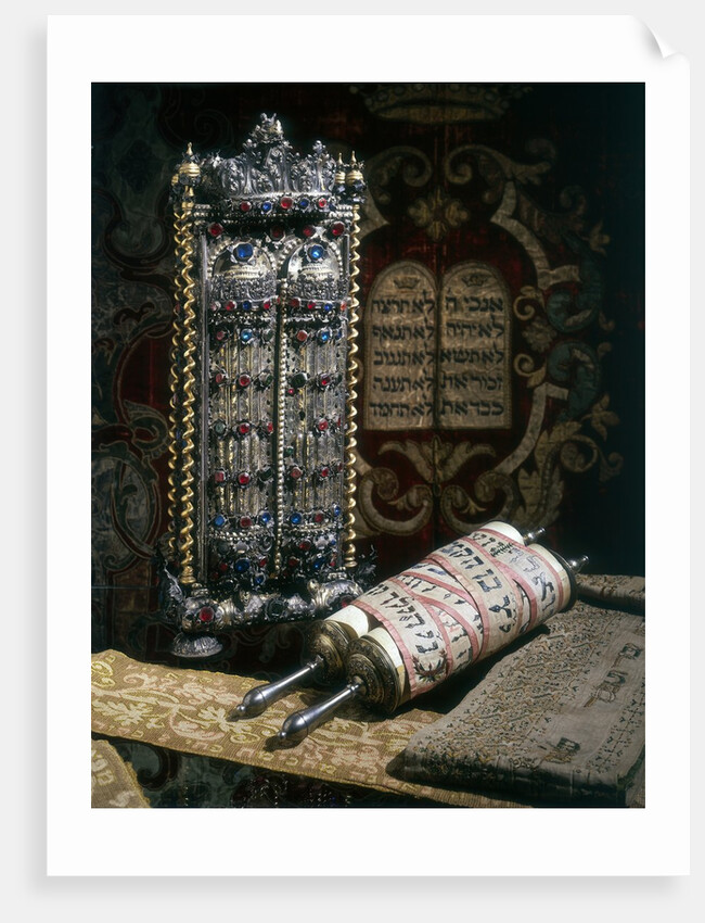 Scrolls of the Torah, Torah cover and the Ten Commandments by Anonymous
