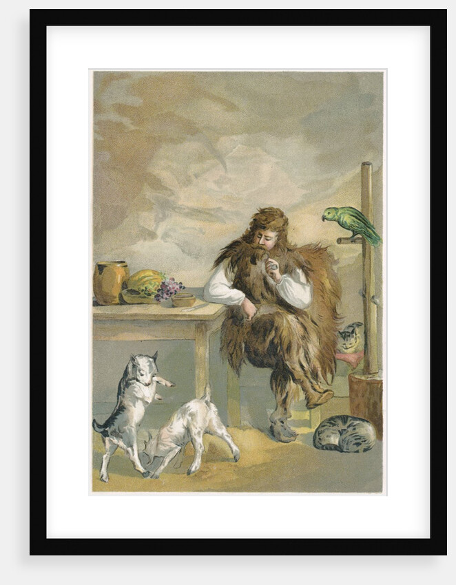 Robinson Crusoe with his animals by Anonymous