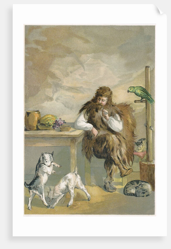 Robinson Crusoe with his animals by Anonymous