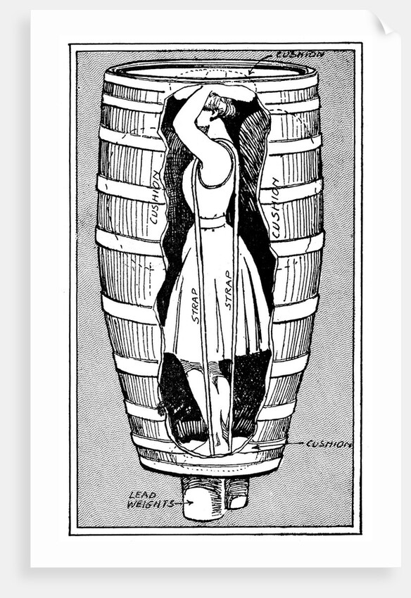 Anne Edson Taylor in her barrel by Anonymous