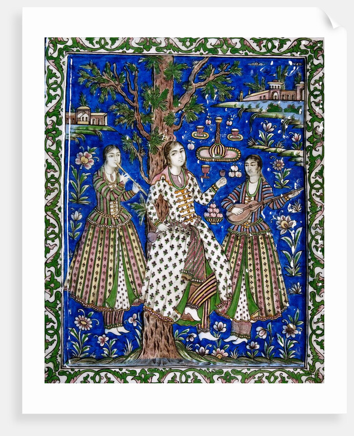 Ceramic tile panel with female musicians by Anonymous