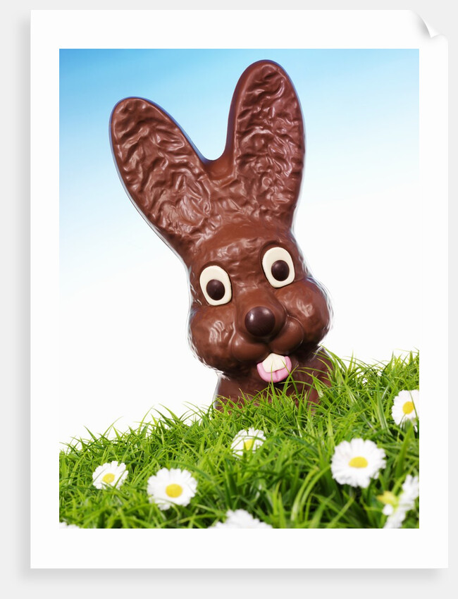 Chocolate Easter Bunny in Easter grass by Anonymous