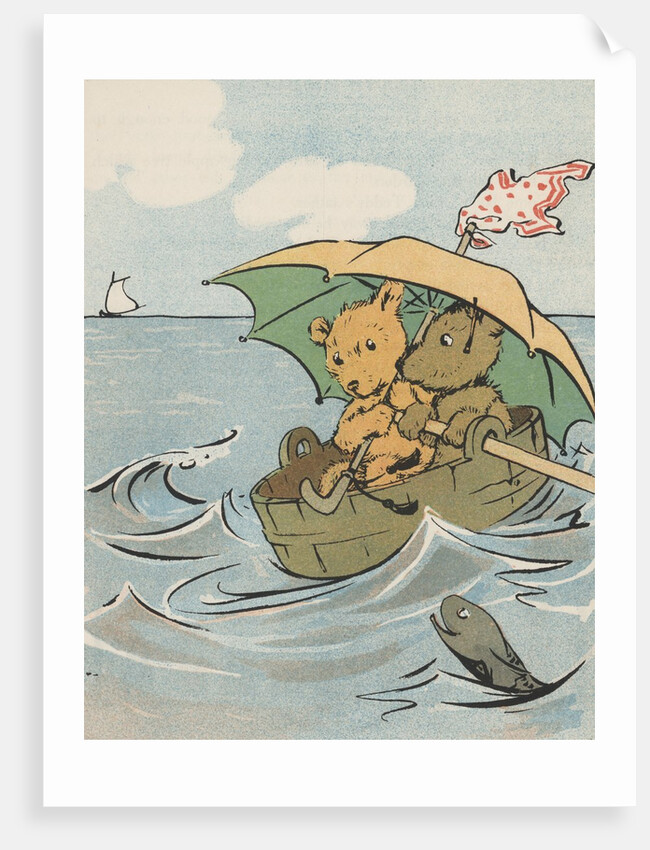 Illustration of two bears in makeshift boat by Anonymous