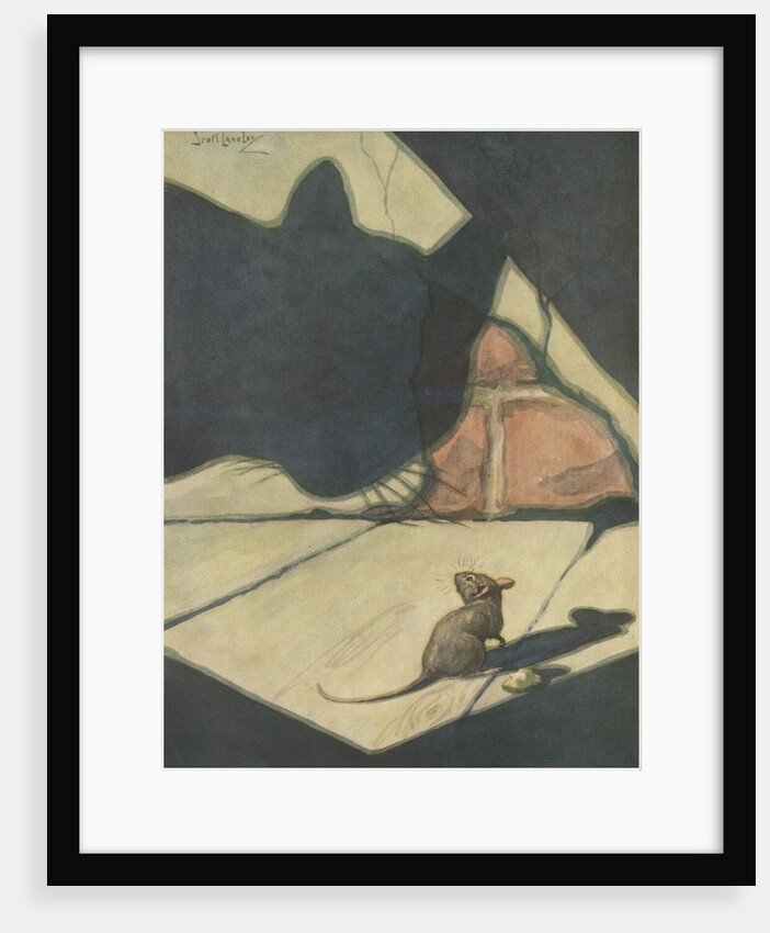 Illustration of cat hunting mouse by Anonymous