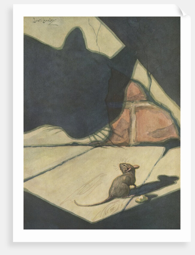Illustration of cat hunting mouse by Anonymous