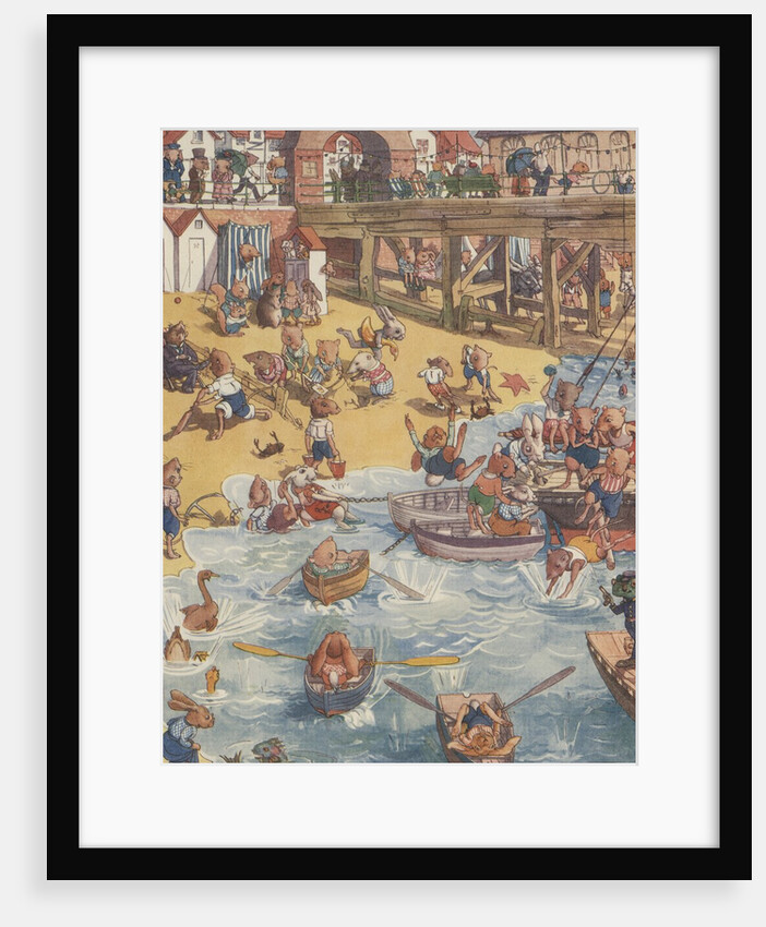 Illustration of animals at the beach by Anonymous