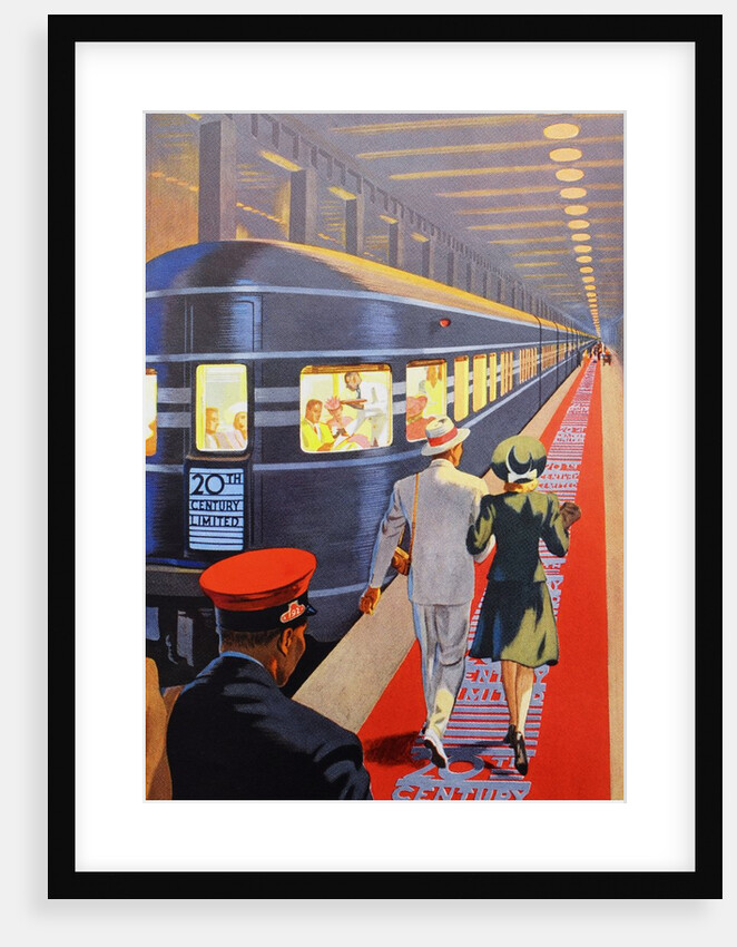 Couple walking toward passenger train by Anonymous