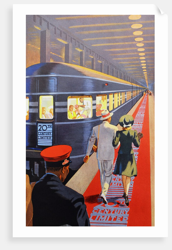 Couple walking toward passenger train by Anonymous