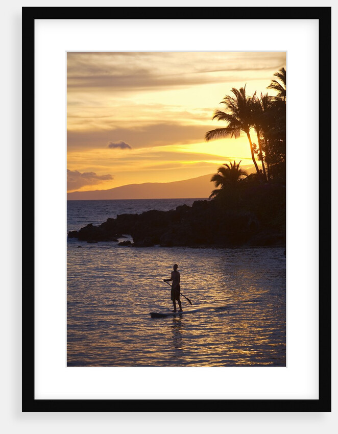 Stand-up paddler at sunset on Maui, Hawaii by Anonymous