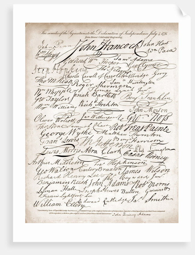 Facsimile of signatures on the Declaration of Independence by Anonymous