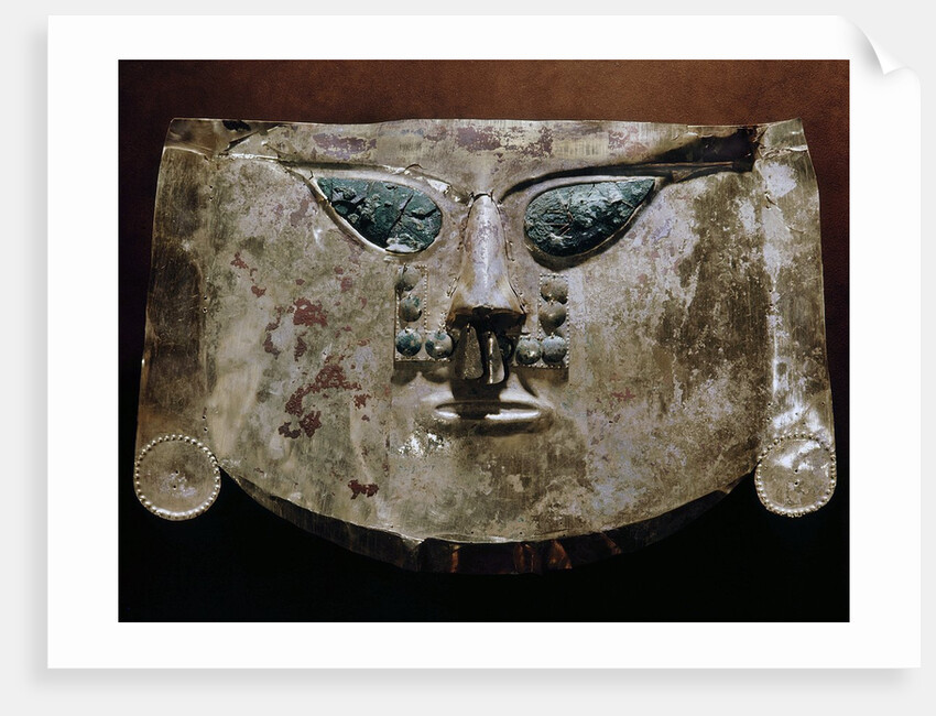 Gold Lambayeque burial mask with copper inlay eyes by Anonymous