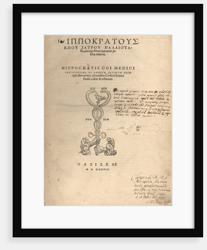 Title page of the collected works of Hippocrates by Anonymous