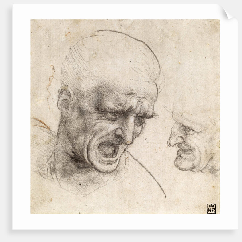 Study for the Heads of Two Soldiers in the Battle of Anghiari by Leonardo da Vinci