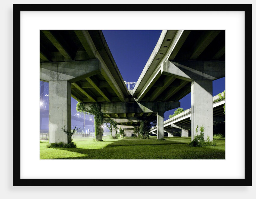 Highway overpass at night by Anonymous