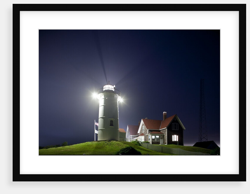 Nobska Light in fog at night by Anonymous