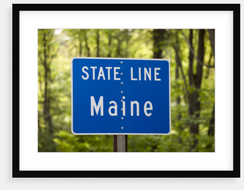 Maine state line road sign by Anonymous