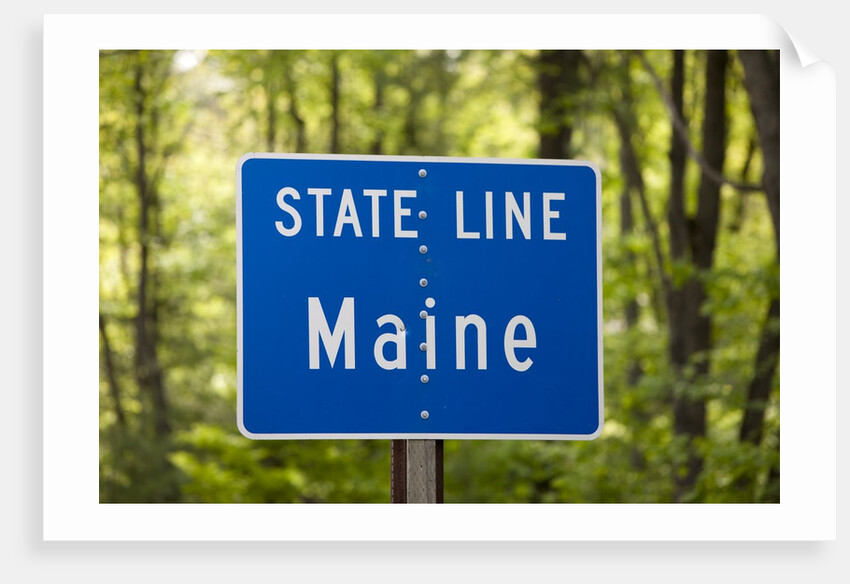Maine state line road sign by Anonymous