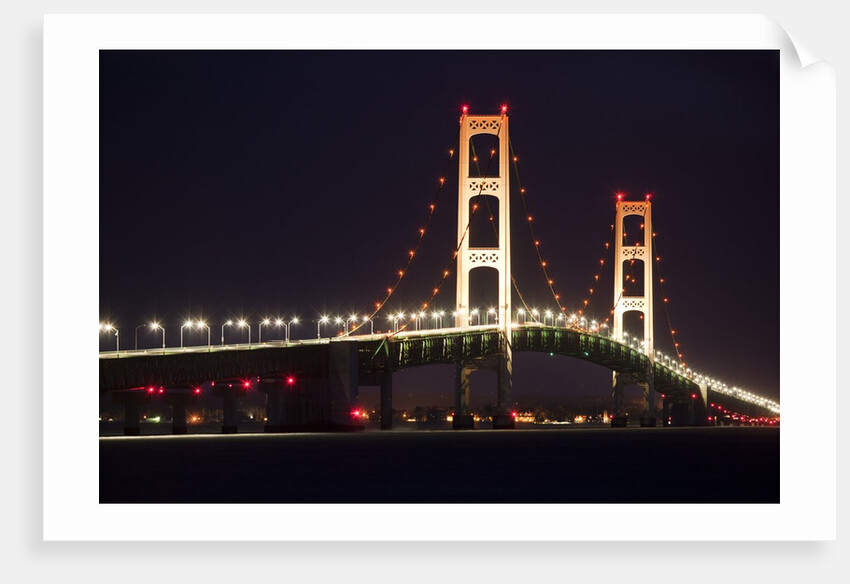Mackinac Bridge at night by Anonymous