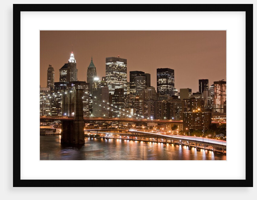Brooklyn Bridge and Manhattan Skyline, New York City by Anonymous