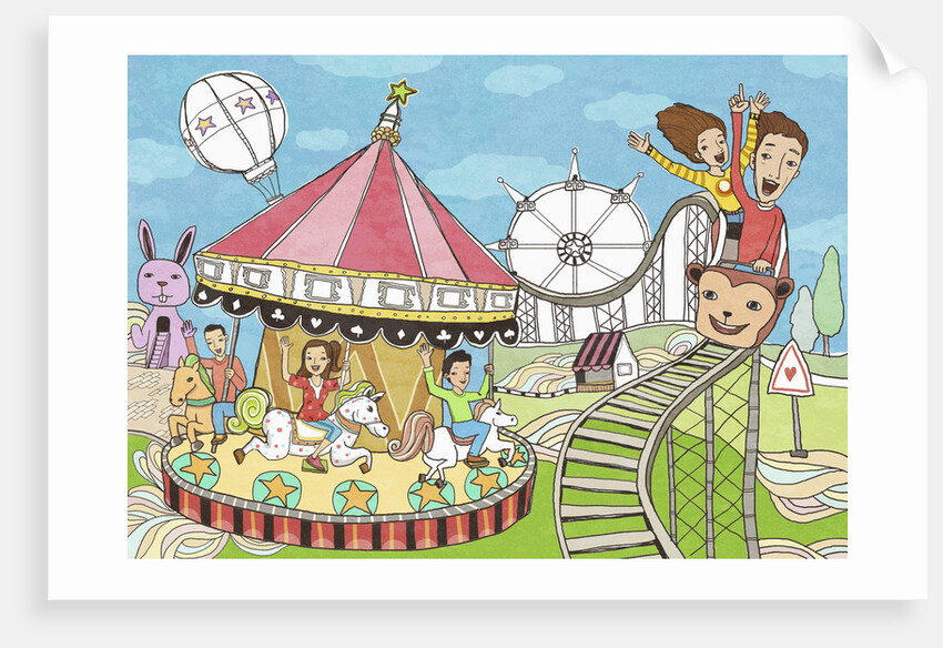 Calendar illustration amusement park by Anonymous